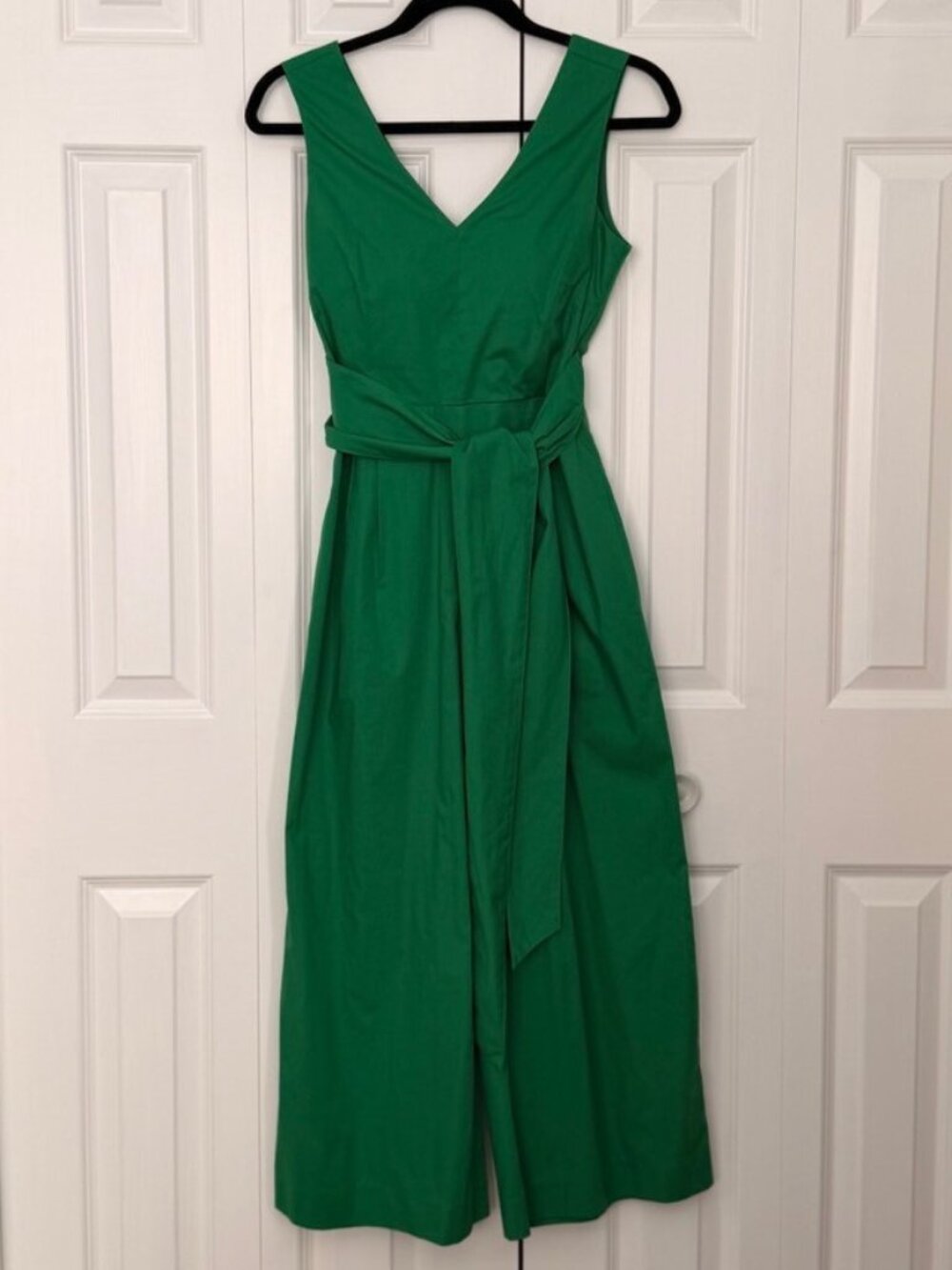 J.Crew Emerald Green Cutout Waist Tie Jumpsuit Size 4P Petite